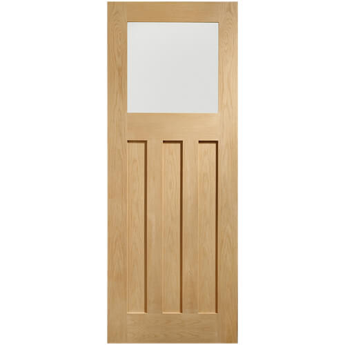 XL Joinery DX Clear Lacquer Oak 3-Panels 1-Lite Internal Obscure Glazed Door