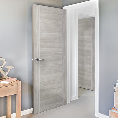 XL Joinery Forli Fully-Finished White Grey Laminate 7-Panels Internal Fire Door