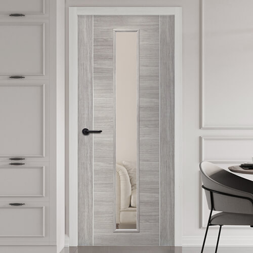XL Joinery Forli Fully-Finished White Grey Laminate 7-Panels 1-Lite Internal Glazed Door