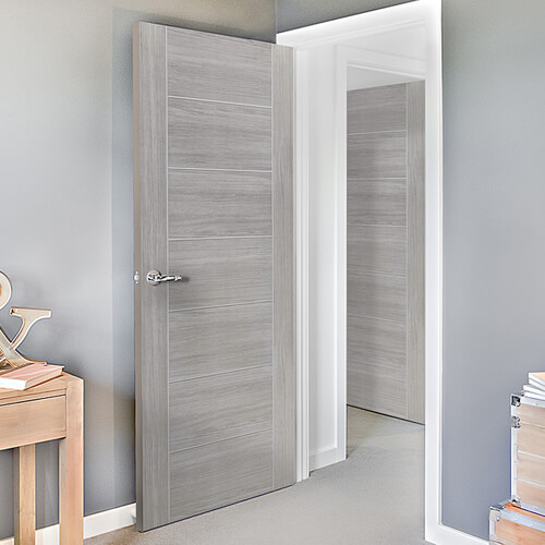 XL Joinery Palermo Fully-Finished White Grey Laminate7-Panels  Internal Door