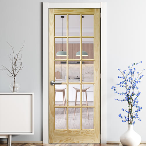 XL Joinery SA77 Un-Finished Clear Pine 15-Lites Internal Glazed Door