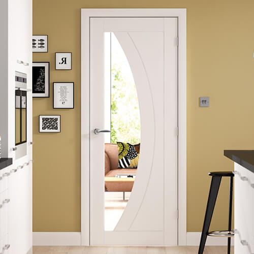 XL Joinery Salerno White Primed 4-Panels 1-Lite Internal Glazed Door
