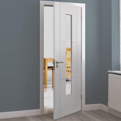 JB Kind Mistral White Primed 3-Panels 1-Lite Internal Glazed Door