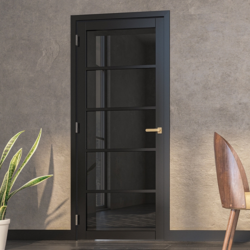 Deanta Shoreditch Pre-Finished Black 5-Lites Internal Tinted Glazed Door