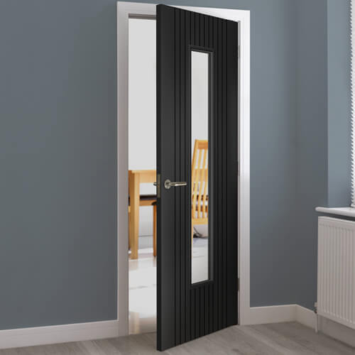 JB Kind Aria Pre-Finished Black Laminate 1-Lite Internal Glazed Door