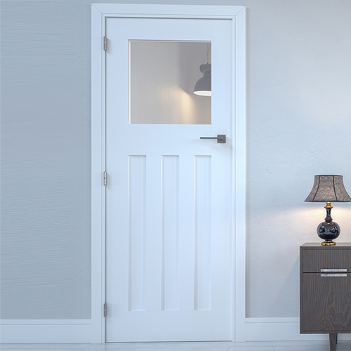 Deanta Cambridge White Primed 3-Panels 1-Lite Internal Glazed Door