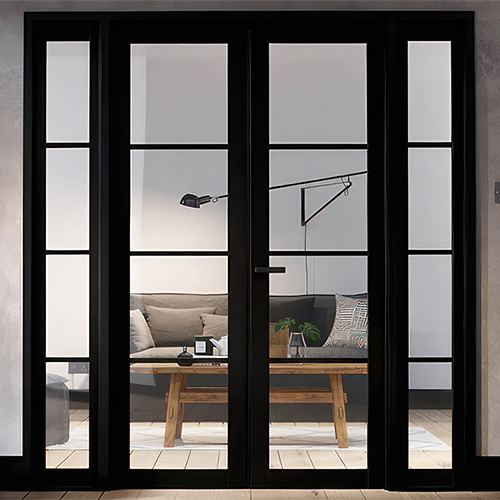 LPD Soho W6 Black Primed 4-Lites Room Divider Glazed Door Set