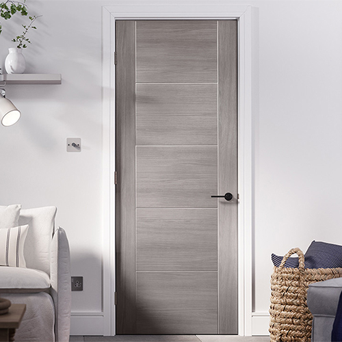 LPD Vancouver Pre-Finished Light Grey 5-Panels Laminated Internal Door