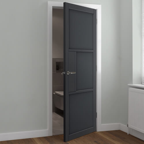 JB Kind Cosmo Pre-Finished Laminated Graphite-Grey 3-Panels Internal Door