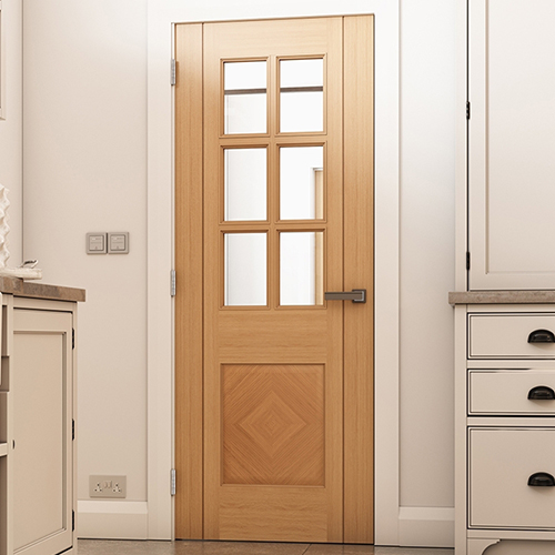 Deanta Kensington Pre-Finished Oak 1-Panel 6-Lites Internal Glazed Door