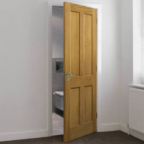 JB Kind Derwent Un-Finished Oak 4-Panels Internal Fire Door