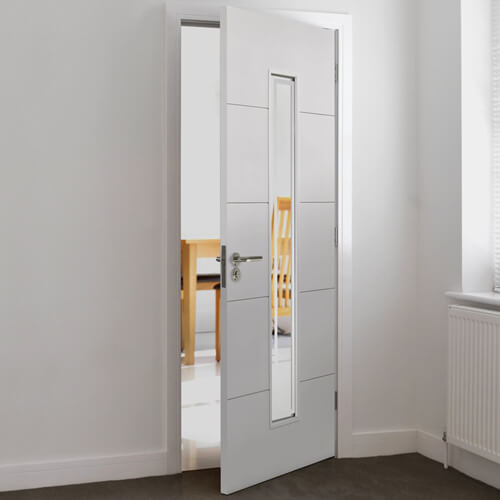 JB Kind Dominion White Primed 5-Panels 1-Lite Internal Glazed Fire Door