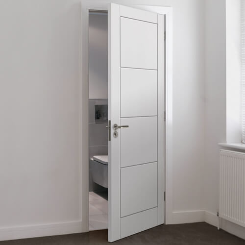 JB Kind Quattro White Primed Moulded 4-Panels Internal Door