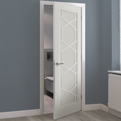 JB Kind Quartz White Primed 12-Panels Internal Door