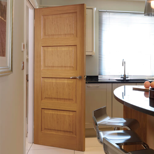 JB Kind Mersey Un-Finished Oak 4-Panels Internal Fire Door