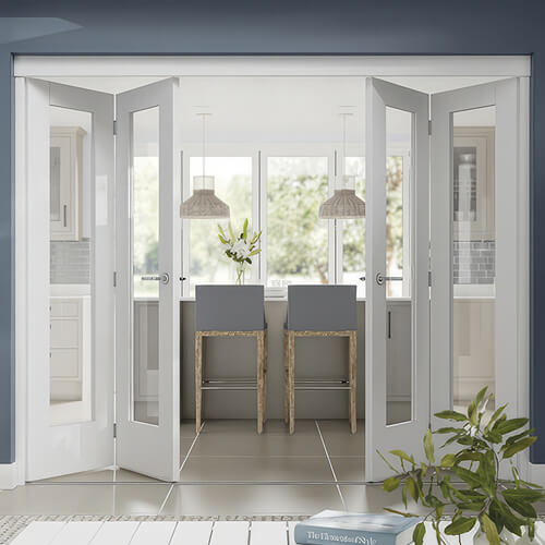 XL Joinery Freefold White Primed Room Divider Glazed Door System