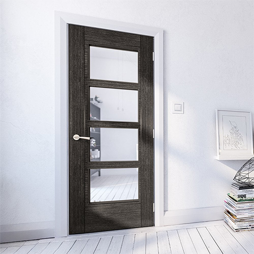 Deanta Montreal Pre-Finished Dark Grey Ash 6-Panels 4-Lites Internal Glazed Door