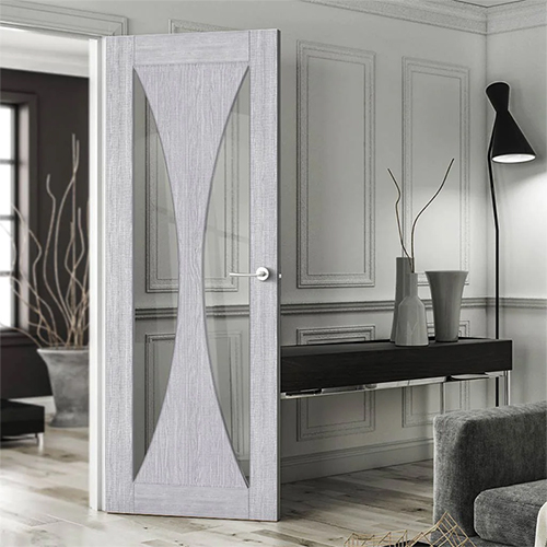 Deanta Sorrento Pre-Finished Light Grey Ash 1-Panel 2-Lites Internal Glazed Door