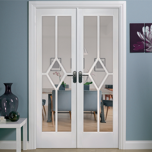 LPD Reims W4 White Primed Room Divider Glazed Door Set