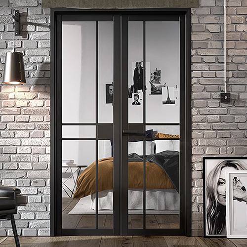 LPD Greenwich W4 Black Primed 5-Lites Room Divider Glazed Door Set