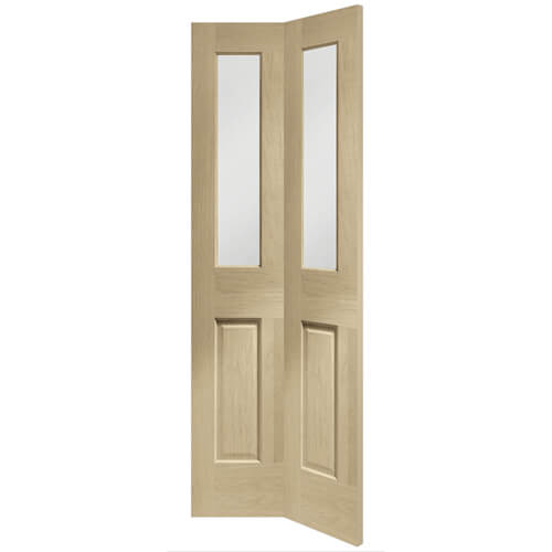XL Joinery Malton Latte Oak 2-Panels 2-Lites Internal Bi-Fold Glazed Door
