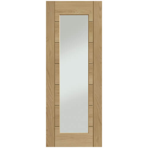 XL Joinery Palermo Essential Clear Lacquer Oak 7-Panels 1-Lite Internal Glazed Door