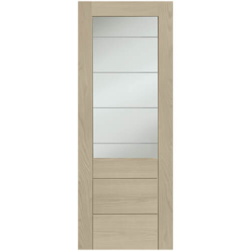 XL Joinery Palermo Essential 2XG Latte Oak 3-Panels 1-Lite Internal Clear Etched Glazed Door