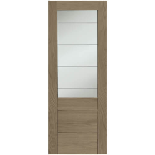 XL Joinery Palermo Essential 2XG Cappuccino Oak 3-Panels 1-Lite Internal Clear Etched Glazed Door