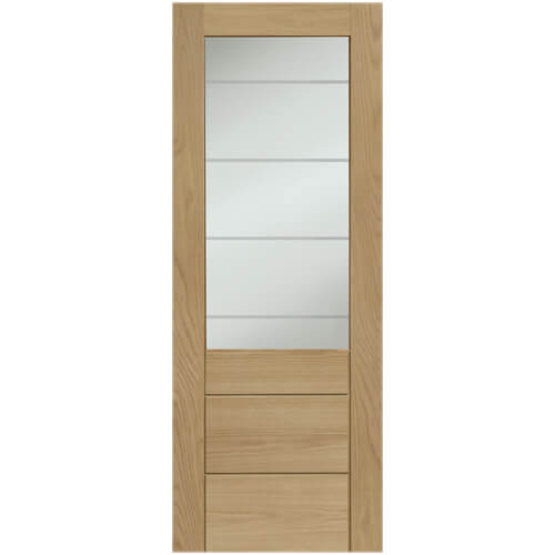 XL Joinery Palermo Essential 2XG Clear Lacquer Oak 3-Panels 1-Lite Internal Clear Etched Glazed Door