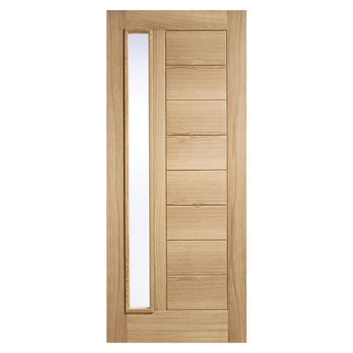 LPD Goodwood Un-Finished Oak 8-Panels 1-Lite External Obscure Glazed Door