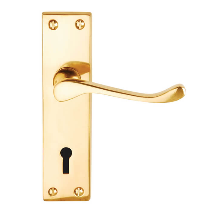 Dale Victorian Scroll Lever On Backplate - Polished Brass