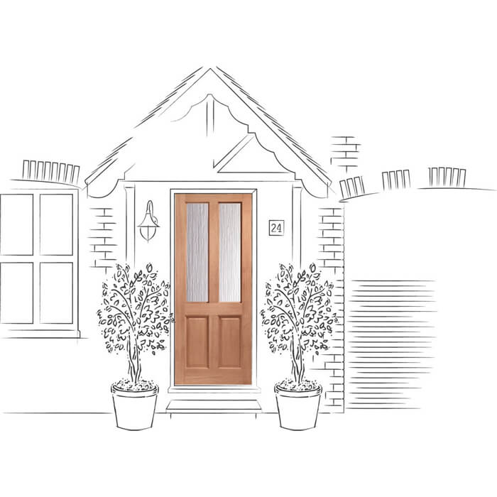 XL Joinery Malton Un-Finished 2-Panels 2-Lites External Obscure Glazed Door