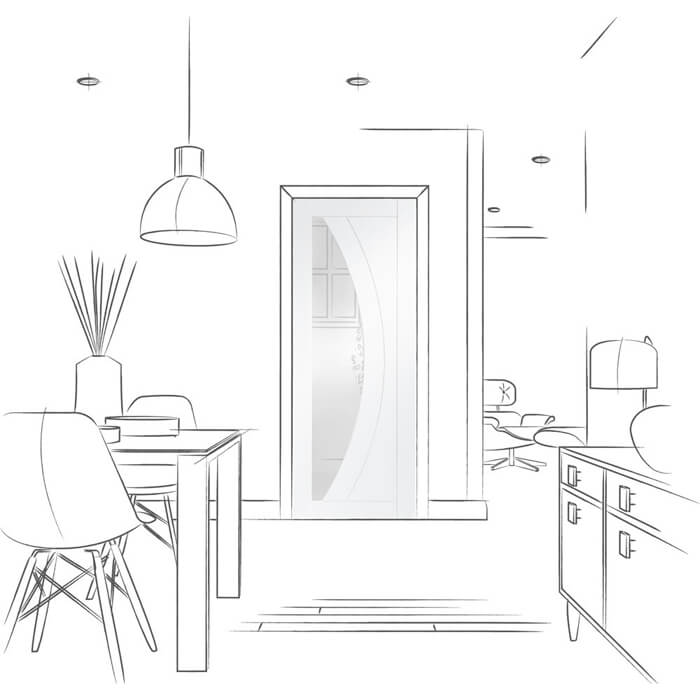 XL Joinery Salerno White Primed 4-Panels 1-Lite Internal Glazed Fire Door