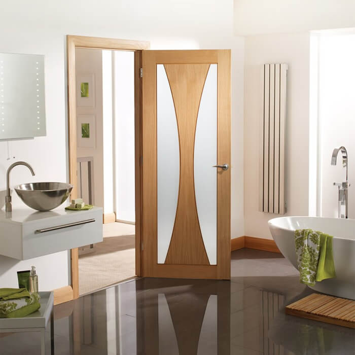 XL Joinery Verona Un-Finished Oak 1-Panel 2-Lites Internal Obscure Glazed Door