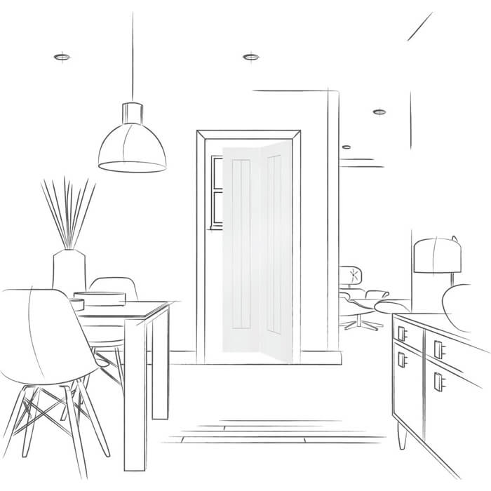 XL Joinery Suffolk White Primed 4-Panels Internal Bi-Fold Door