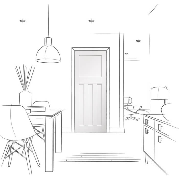 XL Joinery DX 4-Panels Internal White Primed Fire Door