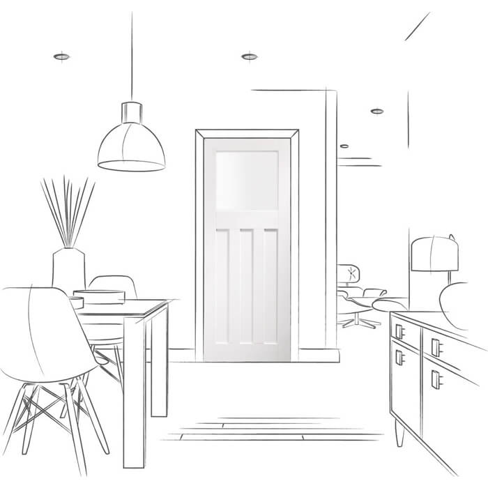 XL Joinery DX White Primed 3-Panels 1-Lite Internal Obscure Glazed Door