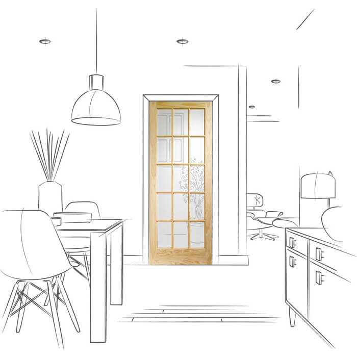 XL Joinery SA77 Un-Finished Pine 15-Lites Internal Glazed Door