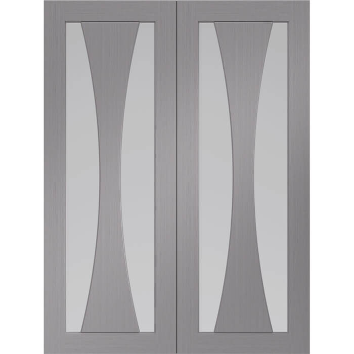 XL Joinery Verona Pre-Finished Light Grey Internal Glazed Door Pair