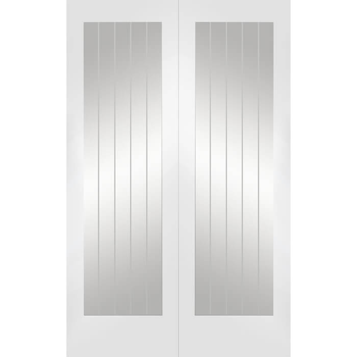 XL Joinery Suffolk 1 Light Internal White Primed Rebated Door Pair With ...