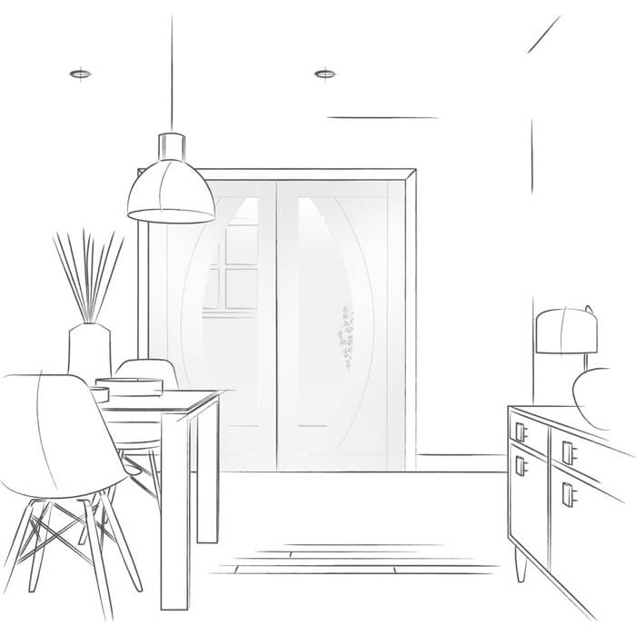 XL Joinery Salerno White Primed 4-Panels 2-Lites Internal Glazed Door Pair