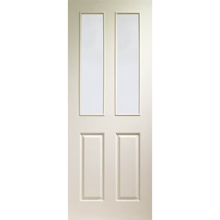 XL Joinery Victorian Un-Finished White Moulded 2-Panel 2-Lites Internal Glazed Door