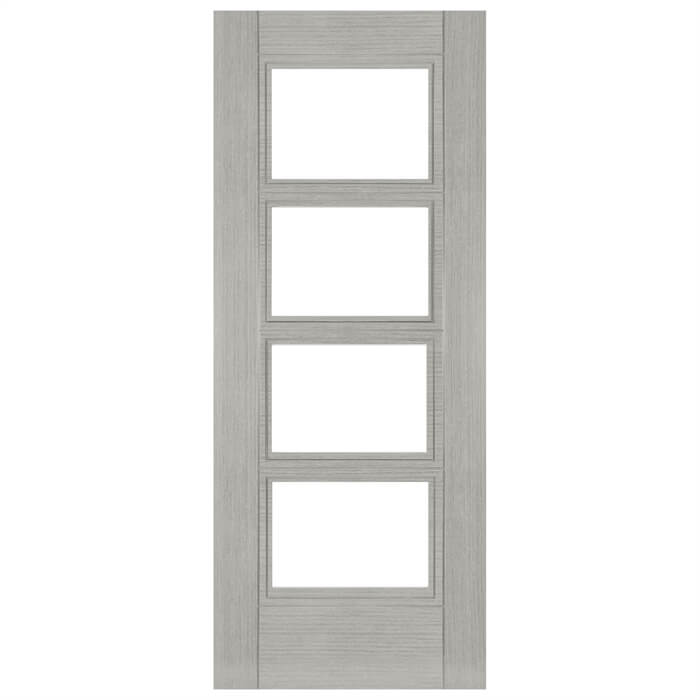 Deanta Montreal Pre-Finished Light Grey Ash 6-Panels 4-Lites Internal Glazed Door