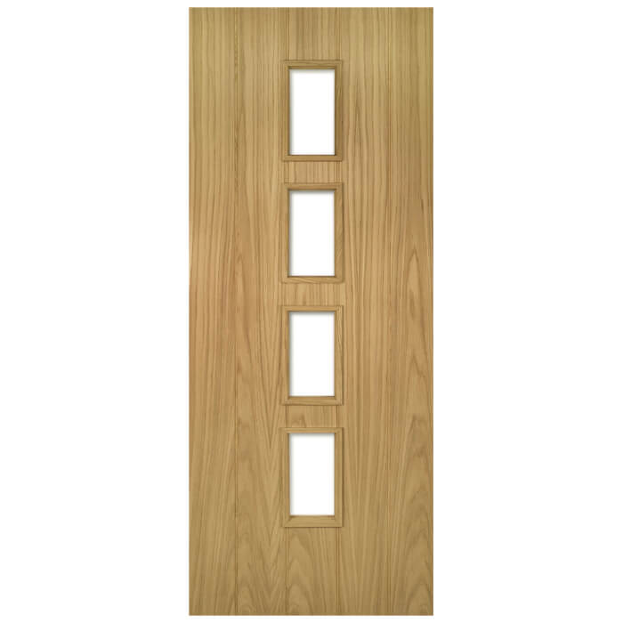 Deanta Galway Un-Finished Oak 5-Panels 4-Lites Internal Glazed Door