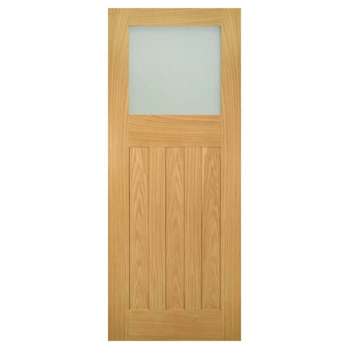 Deanta Cambridge Un-Finished Oak 3-Panels 1-Lite Internal Glazed Door