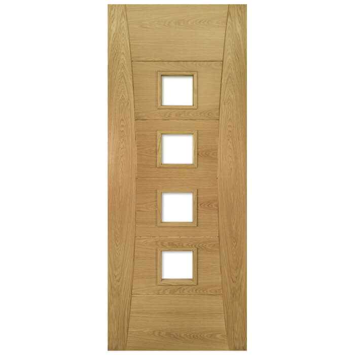 Deanta Pamplona Pre-Finished Oak 6-Panels 4-Lites Internal Glazed Fire Door