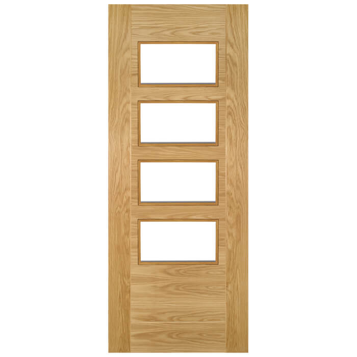 Deanta Seville Pre-Finished Oak 7-Panels 4-Lights Internal Glazed Door