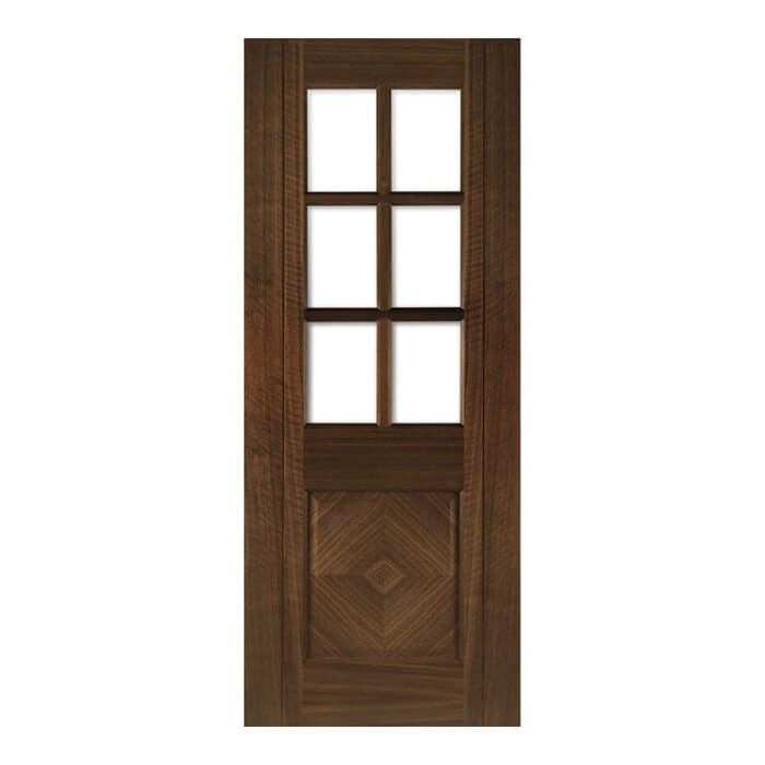 Deanta Kensington Pre-Finished Walnut 1-Panel 6-Lites Internal Glazed Door