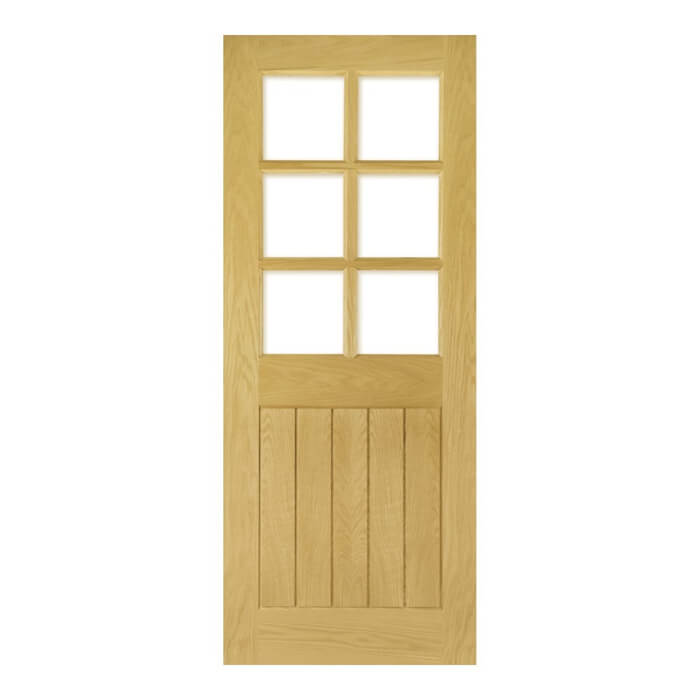 Deanta Ely Pre-Finished Oak 1-Panel 6-Lites Internal Glazed Door