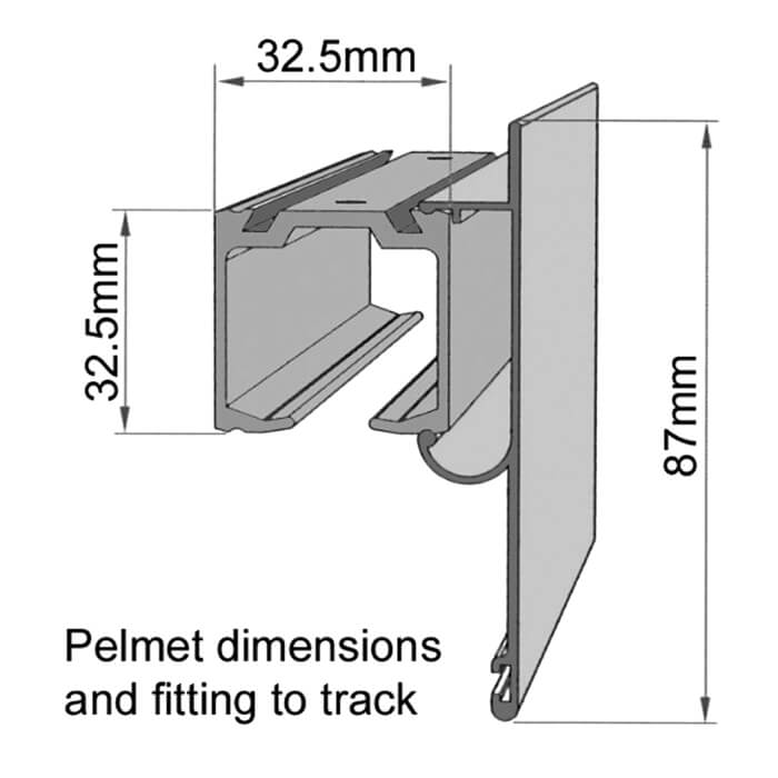 Rothley Silver Flat Aluminium Pelmet 2000mm For Herkules 60 System